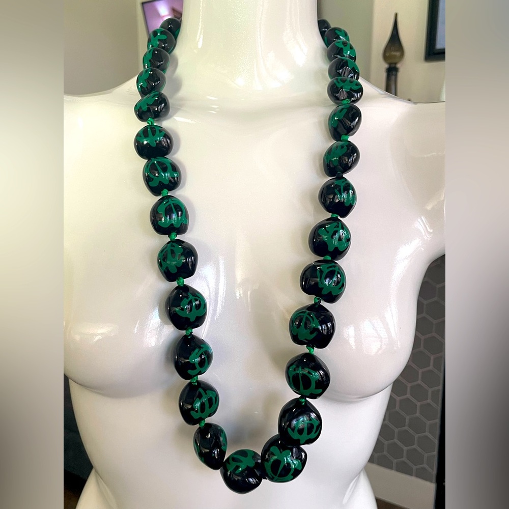 Hand painted Kukui Bead Necklace